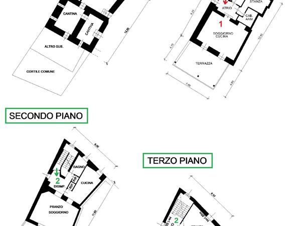 PLANIMETRIE - Cielo-terra con 2 unità abitative a Drena nell'alto Garda